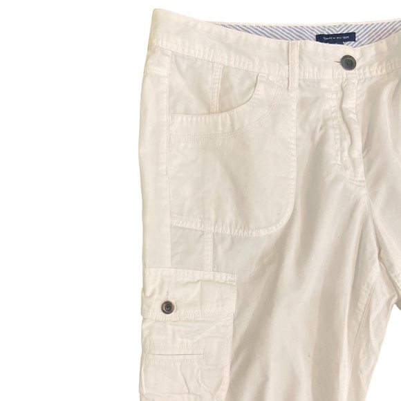 Tommy Hilfiger white 100% cotton cargo cropped pant with belt loops size 16 - Picture 5 of 10